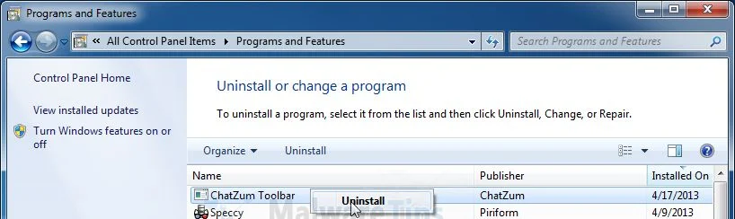Uninstall ChatZum from Windows Uninstall ChatZum