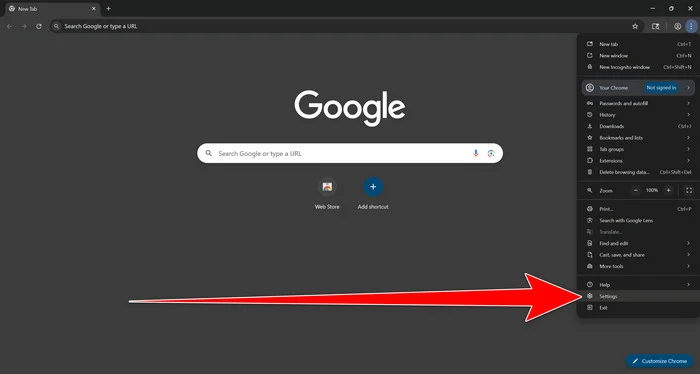 Select Settings from the Chrome menu