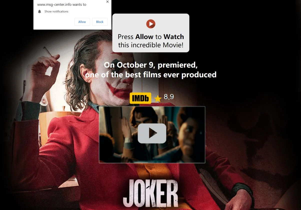 How to remove Msg-center.info pop-up ads (Virus Removal Guide) 1 Image: Chrome browser is redirected to Msg-center.info