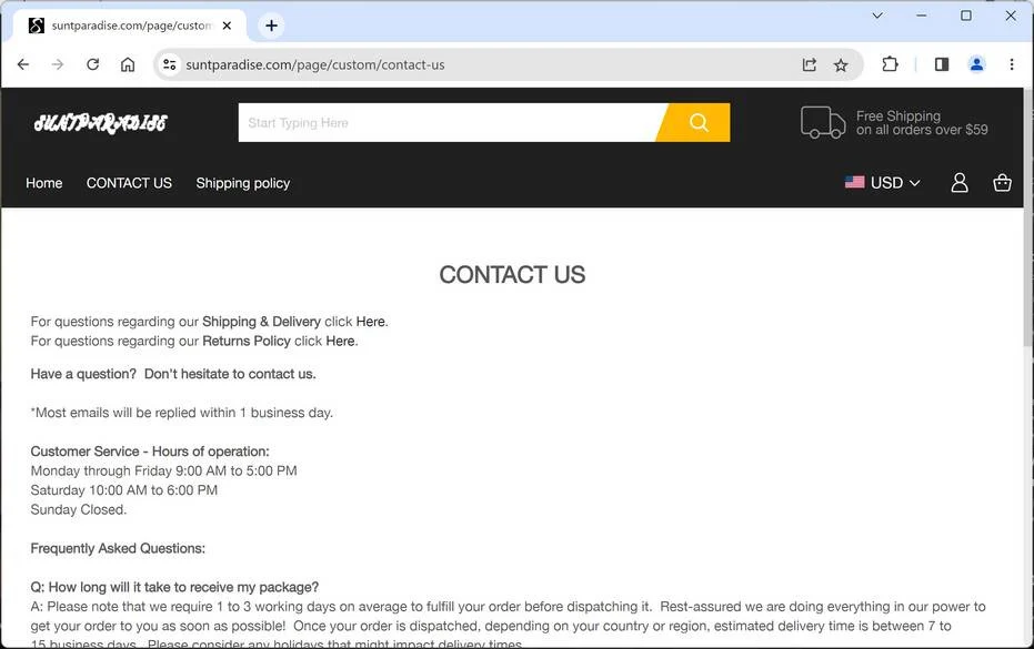 1 Suntparadise.com scam