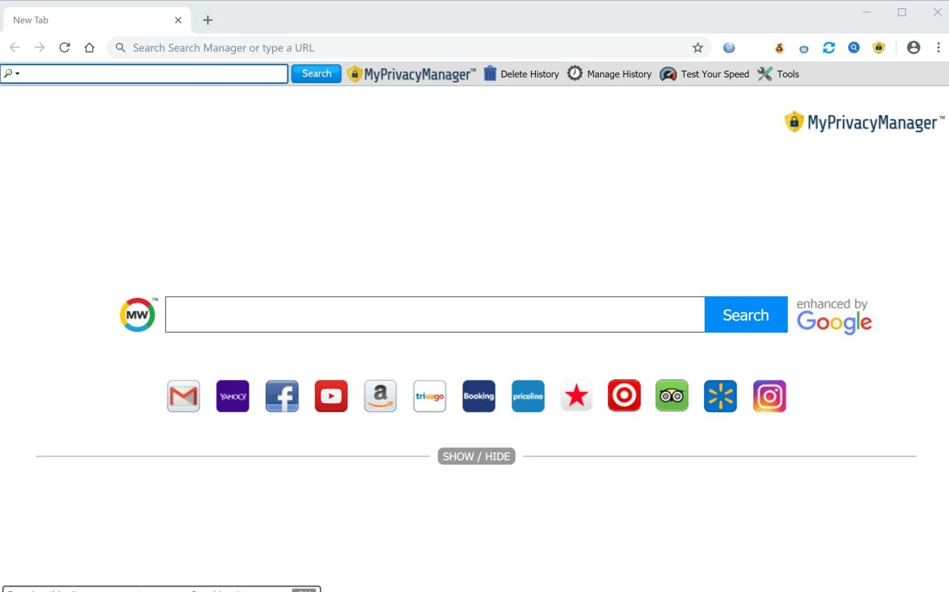 Image: MyPrivacyManager toolbar