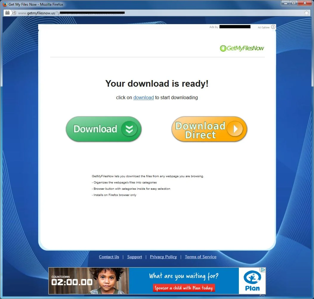 [Image: GetMyFilesNow.us pop-up ads]