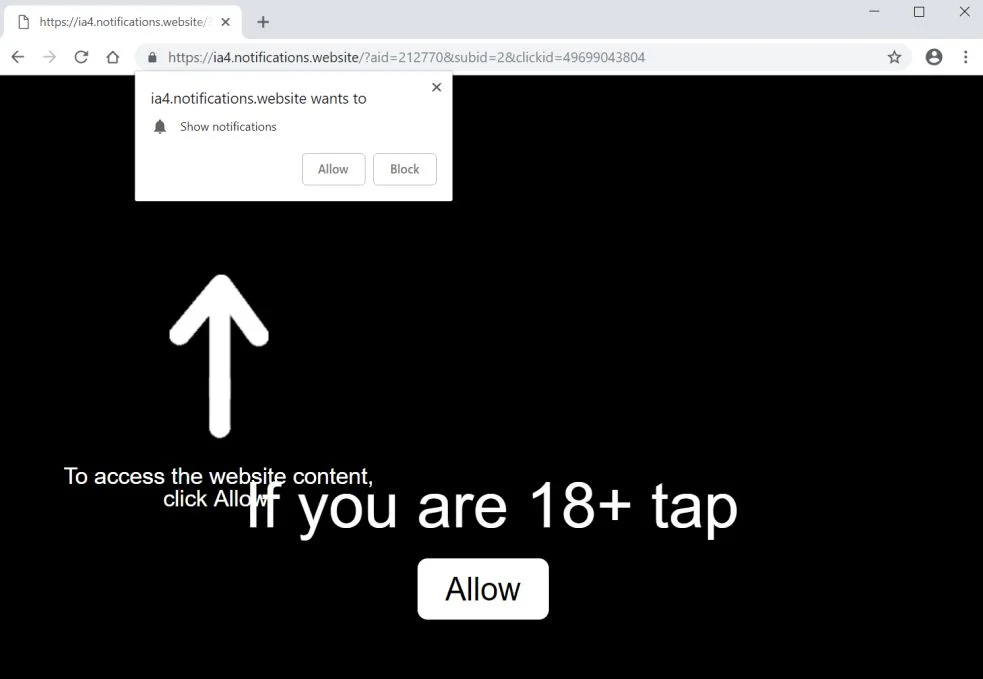 Notifications.website redirect virus