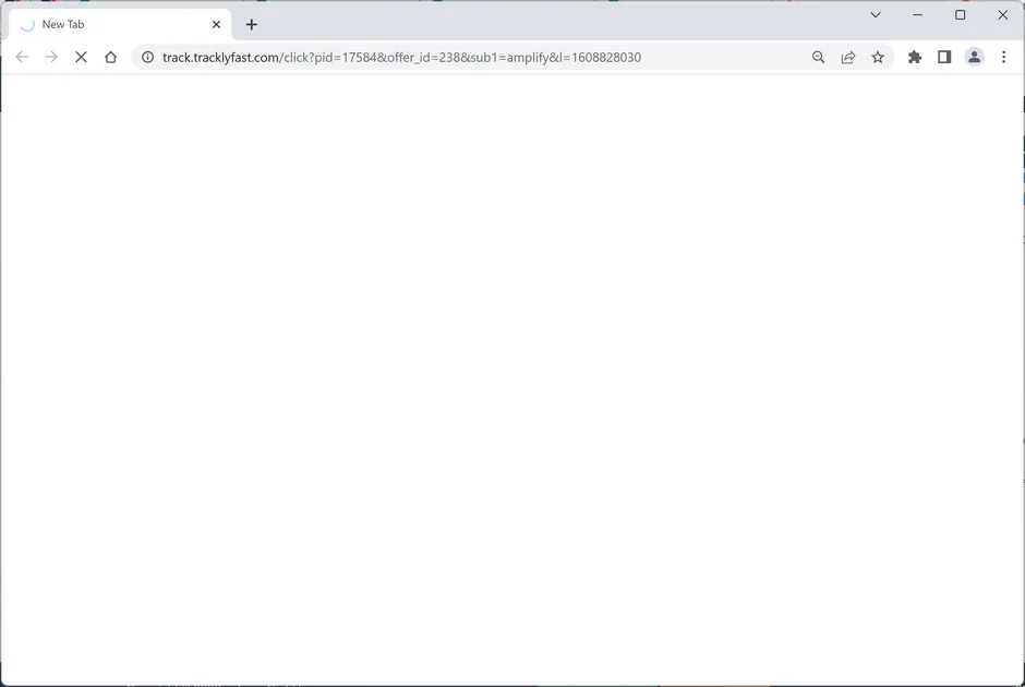 Image: Chrome browser is redirected to the Track.Tracklyfast.com site