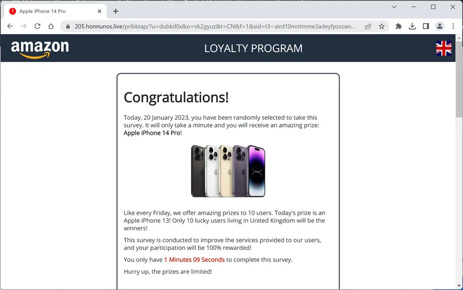 Image: Honnunos.live Survey Scam