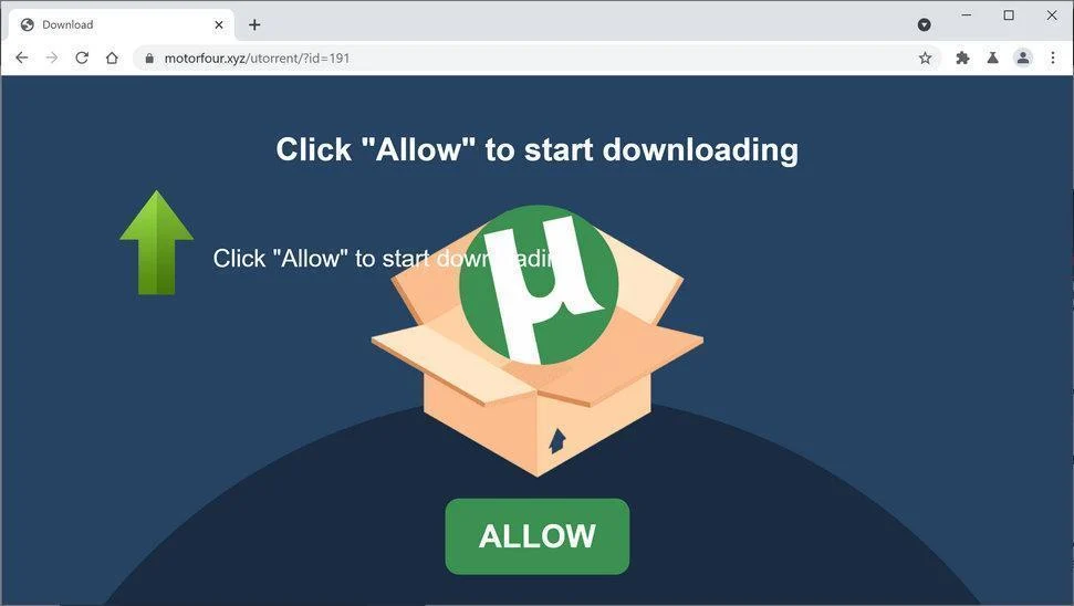 Image: Chrome browser is redirected to Motorfour.xyz