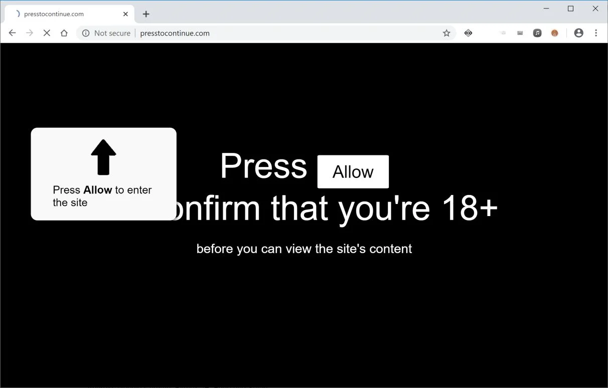 How to remove Presstocontinue.com pop-up ads (Virus Removal Guide) 1 Image: Chrome browser is redirected to Presstocontinue.com