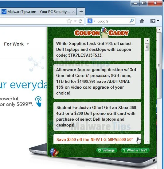 [Image: Coupon Caddy virus]