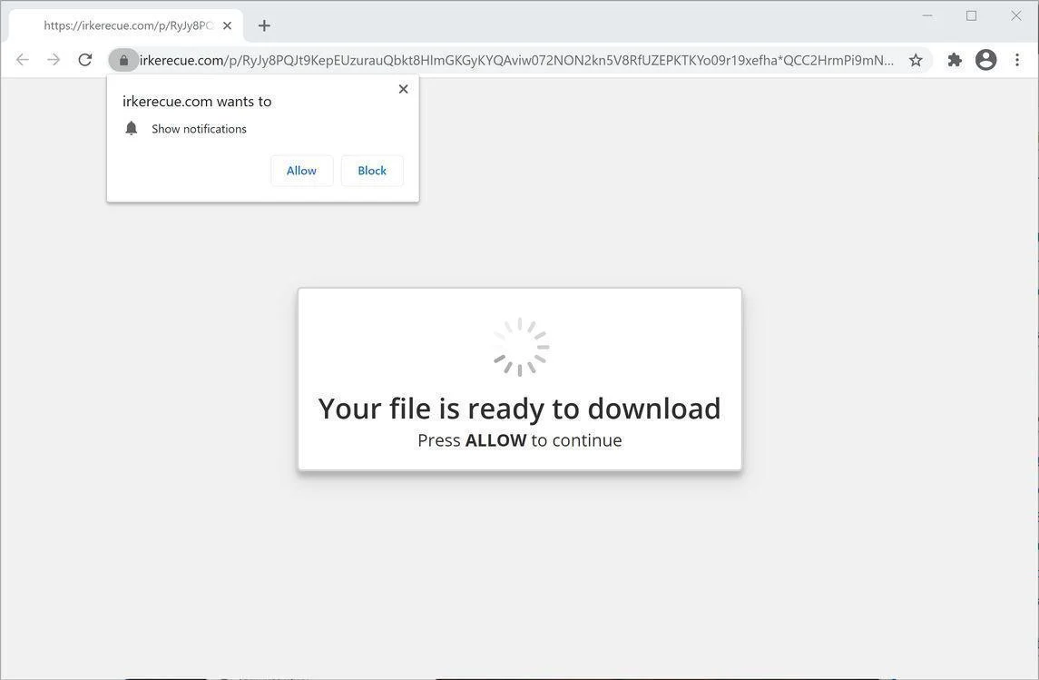 Remove Irkerecue.com pop-up ads (Virus Removal Guide) 1 Image: Chrome browser is redirected to Irkerecue.com