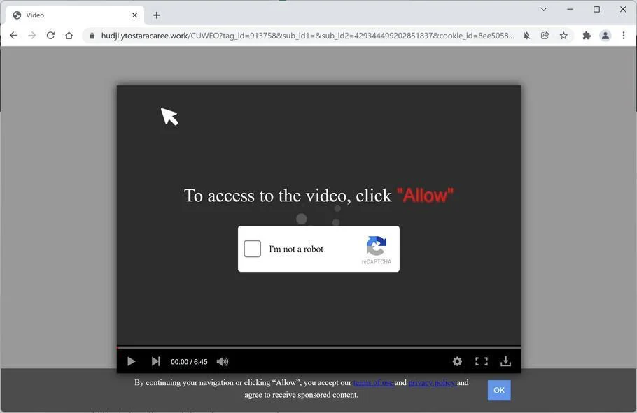 Remove Ytostaracaree.work Pop-up Ads (Virus Removal Guide) 1 Image: Chrome browser is redirected to Ytostaracaree.work