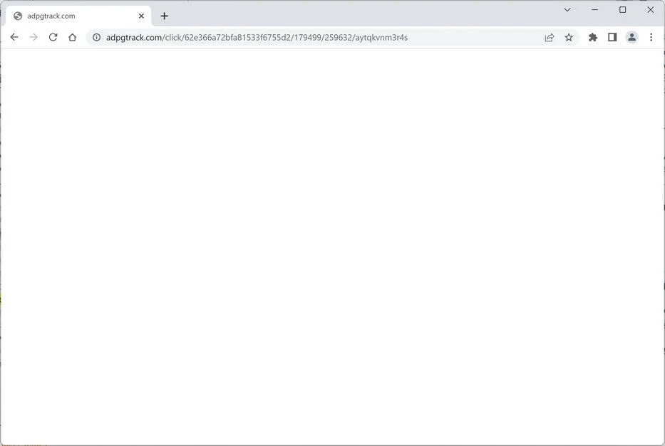Image: Chrome browser is redirected to the Adpgtrack.com site