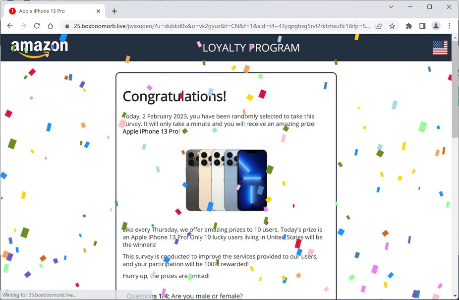 Image: Boxboomorb.live Survey Scam