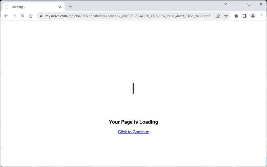 Image: Chrome browser is redirected to My.ueive.com