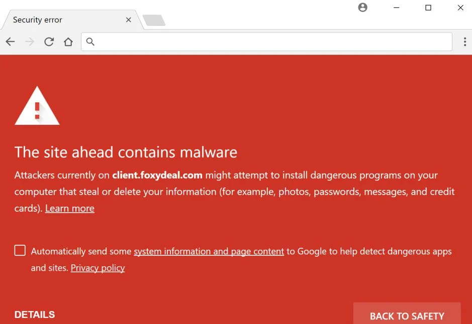 Client.foxydeal.com adware virus