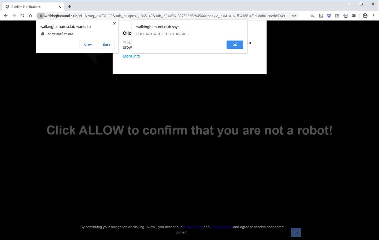 Remove Walkinghamumi.club pop-up ads (Virus Removal Guide) 1 Image: Chrome browser is redirected to Walkinghamumi.club