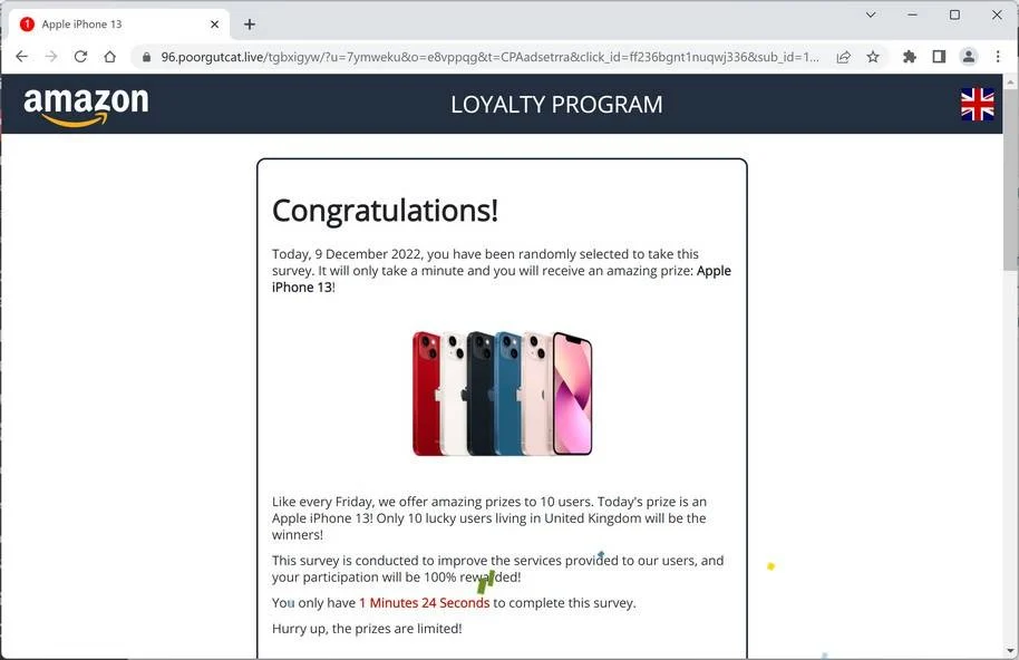 Image: Poorgutcat.live Fake Amazon Loyalty Program Survey