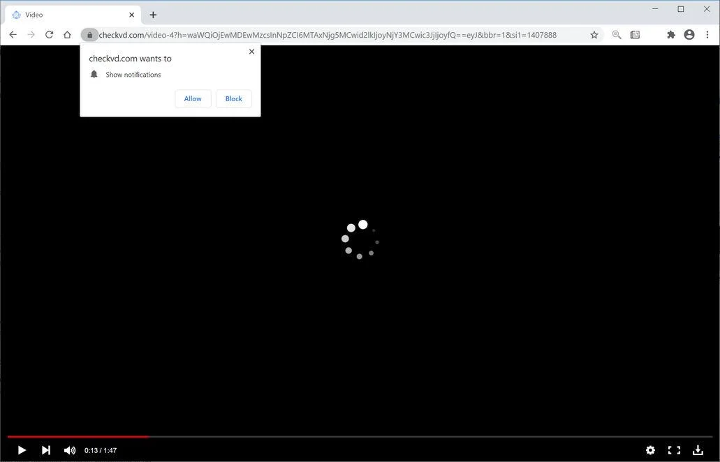 Image: Chrome browser is redirected to Checkvd.com