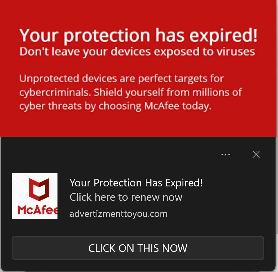 Image: Your Protection Has Expired Fake Alerts