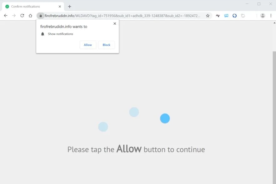 Image: Chrome browser is redirected to Firofrebrudidn.info