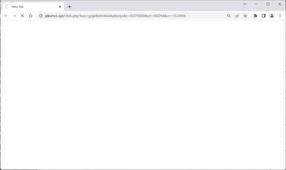 Image: Chrome browser is redirected to Jdksmcc.xyz