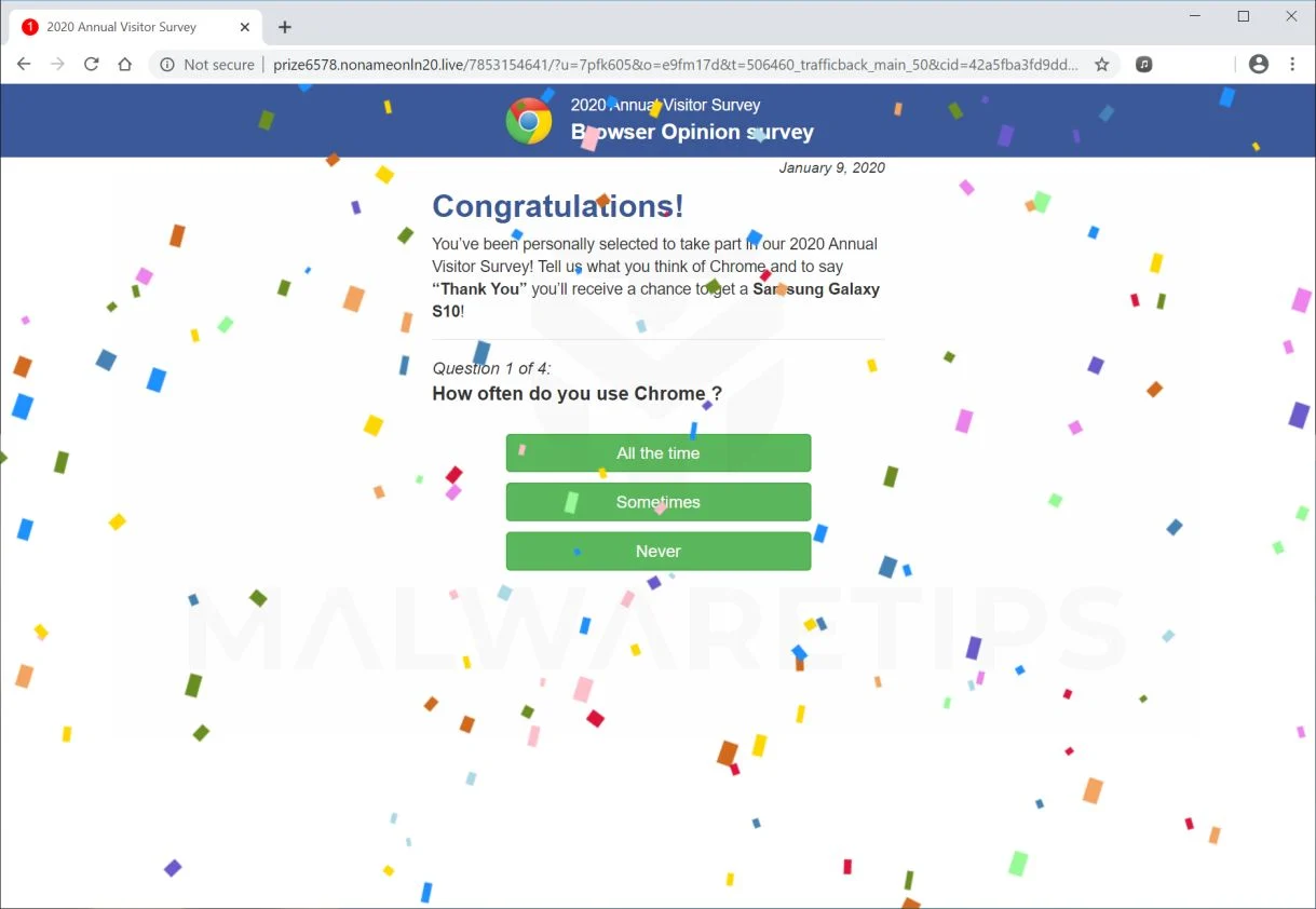 Remove "2020 Annual Visitor Survey" pop-up ads (Survey Scam) 1 Image: 2020 Annual Visitor Survey - Scam
