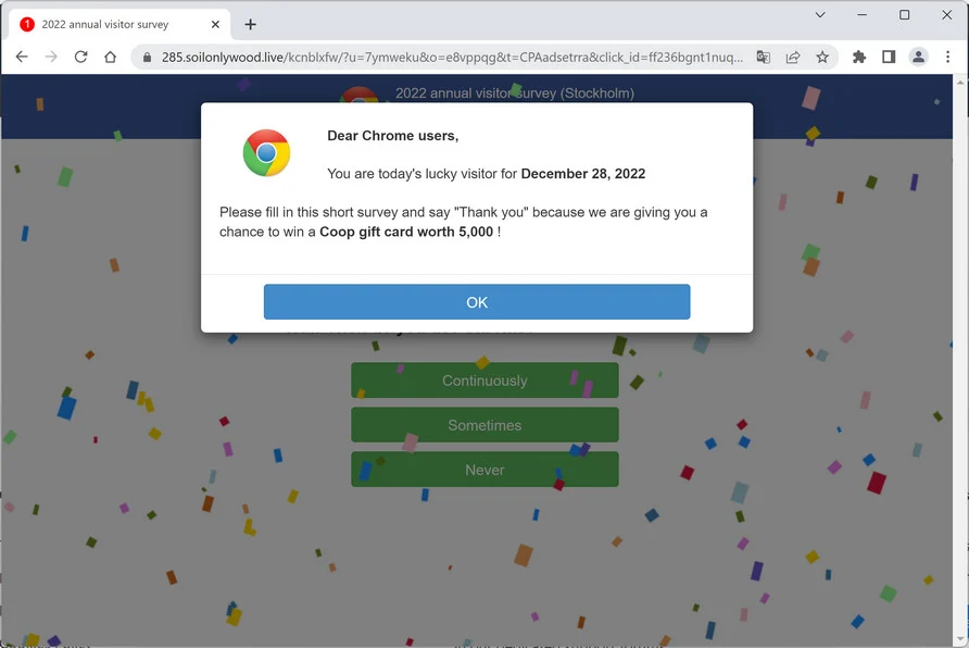 Image: Soilonlywood.live Fake Amazon Loyalty Program Survey