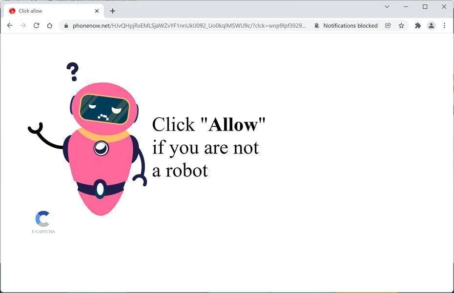  Image: Chrome browser is redirected to Phonenow.net