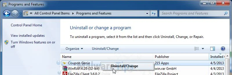 [Image:  Coupon Genie removal]