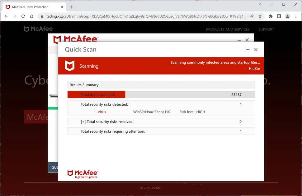 Image: Teding.xyz Fake Antivirus Scan