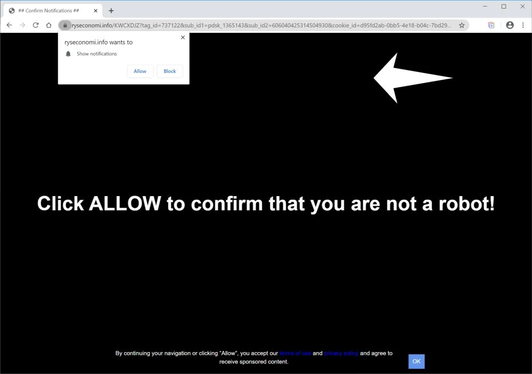 How to remove Ryseconomi.info pop-up ads (Virus Removal Guide) 1 Image: Chrome browser is redirected to Ryseconomi.info