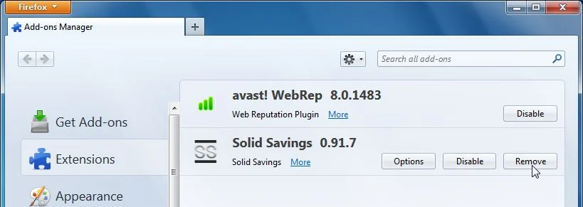 [Image: Solid Savings Firefox extension]