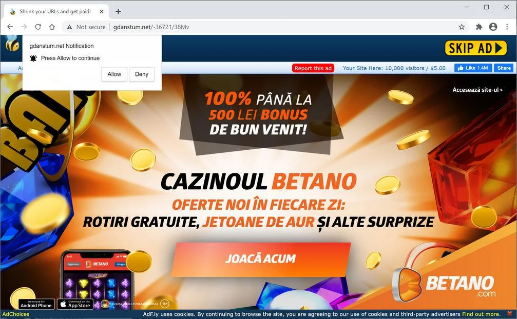 Remove Gdanstum.net pop-up ads (Virus Removal Guide) 1 Image: Chrome browser is redirected to Gdanstum.net