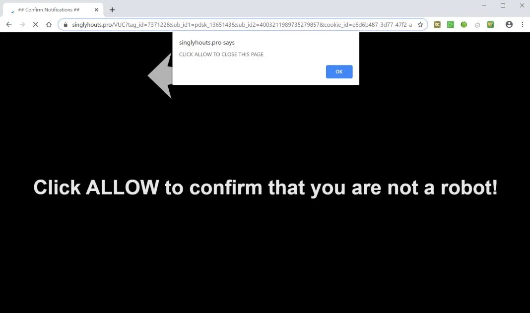 How to remove Singlyhouts.pro pop-up ads (Virus Removal Guide) 1 Image: Chrome browser is redirected to Singlyhouts.pro