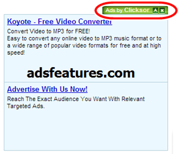 [Image: Ads by Clicksor virus]