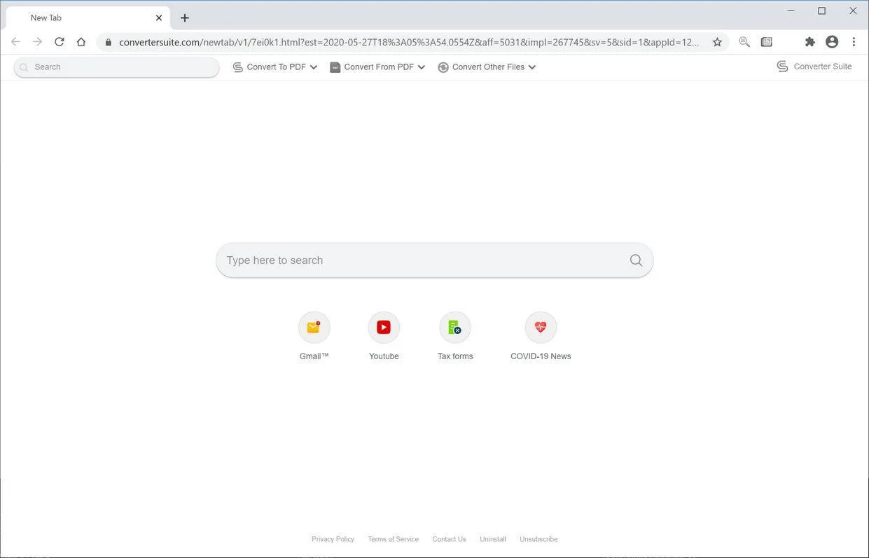 Image: Chrome browser is redirected to Converter Suite