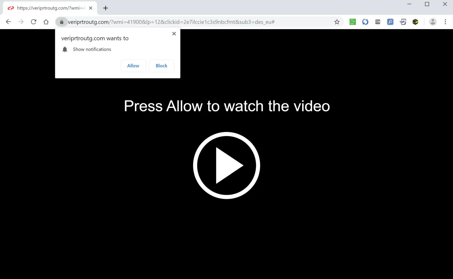 How to remove Veriprtroutg.com pop-up ads (Virus Removal Guide) 1 Image: Chrome browser is redirected to Veriprtroutg.com
