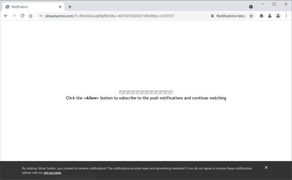 Remove Silsautsacmo.com pop-up ads (Virus Removal Guide) 1 Image: Chrome browser is redirected to Silsautsacmo.com
