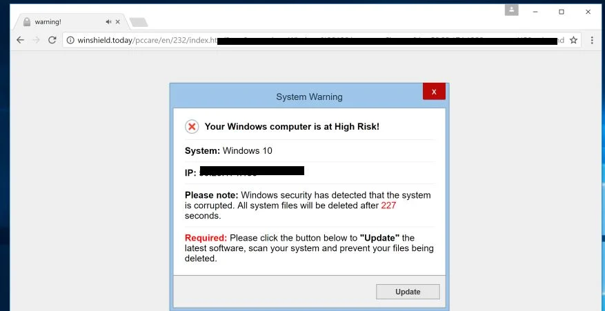 Your Windows computer is at High Risk Virus