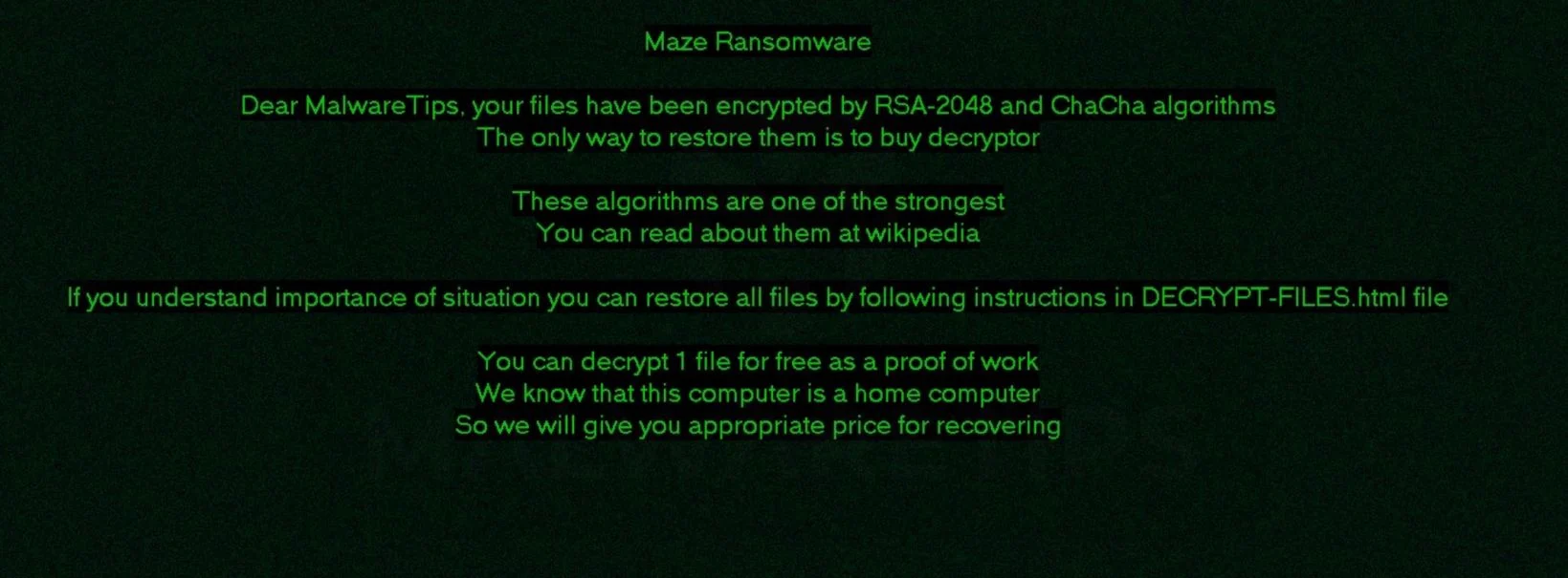 How to remove Maze Ransomware (Virus Removal Guide) 1 Image: Maze Ransomware - Ransom Note Wallpaper