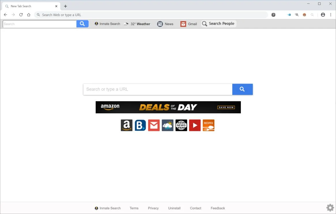 Image: Chrome browser is redirected to Inmate Search