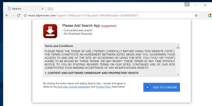 Please Add Search App (suggested) Pop-up Virus