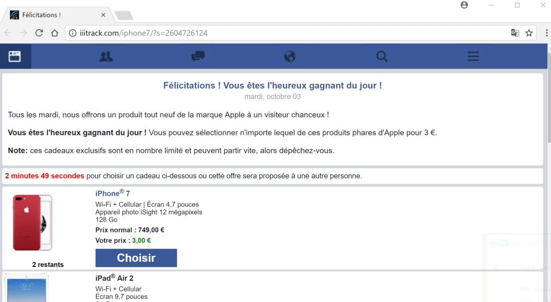 Vous êtes l'heureux gagnant du jour pop-up ads Vous êtes l'heureux gagnant du jour pop-up ads virus
