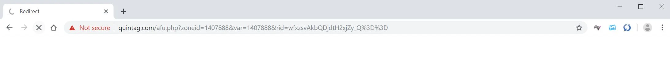 Image: Chrome browser is redirected to Quintag.com