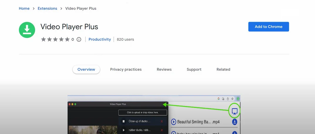 Image: Video Player Plus Chrome Extension