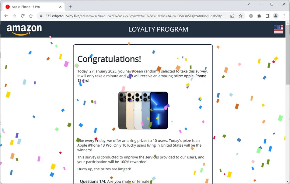 Image: Edgetourwhy.live Survey Scam