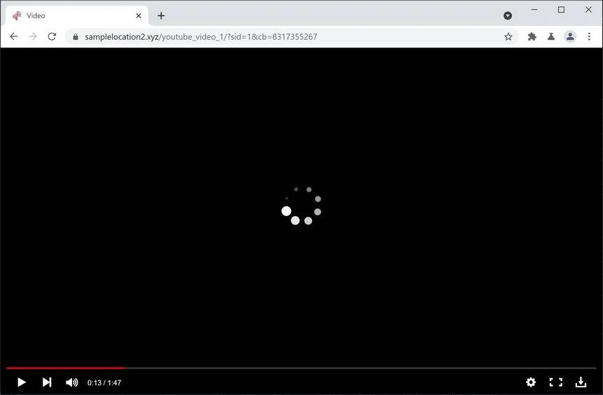 Image: Chrome browser is redirected to Samplelocation2.xyz