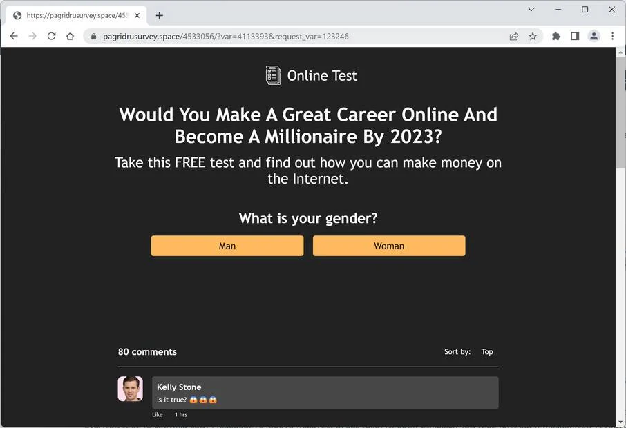 Screenshot of Pagridrusurvey.space Fake Survey