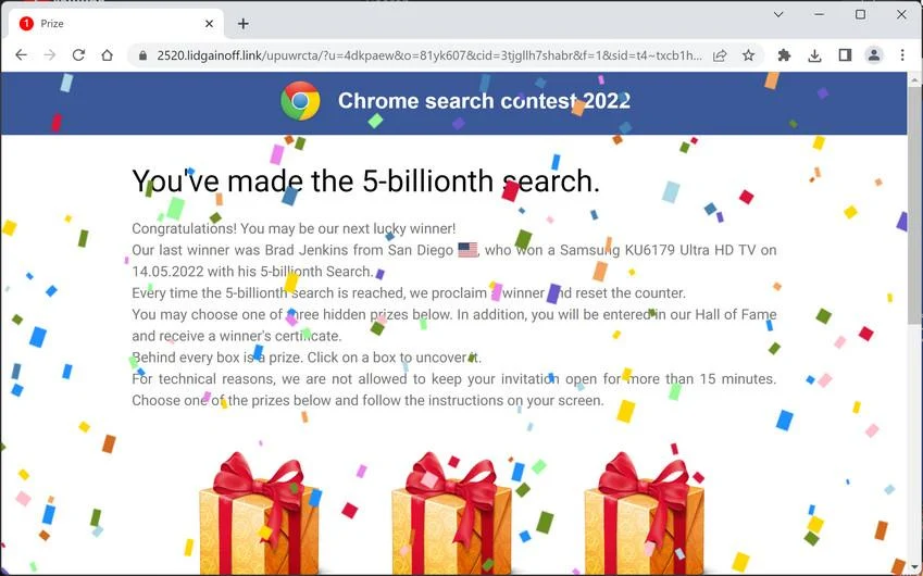 Remove Lidgainoff.link Ads (Virus Removal Guide) 1 Image: Chrome browser is redirected to Lidgainoff.link