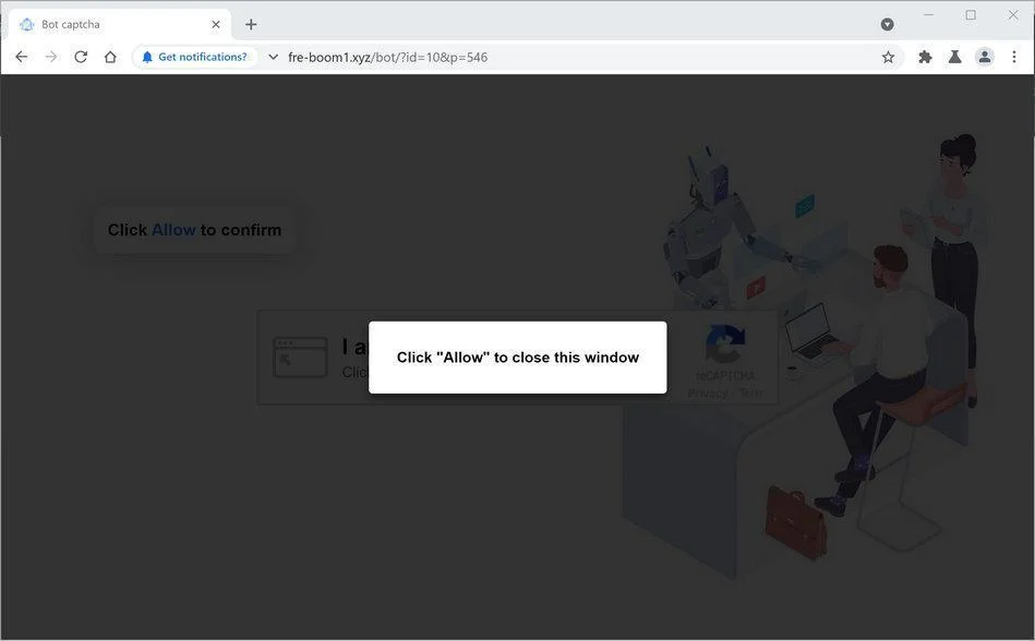 Image: Chrome browser is redirected to Fre-boom1.xyz