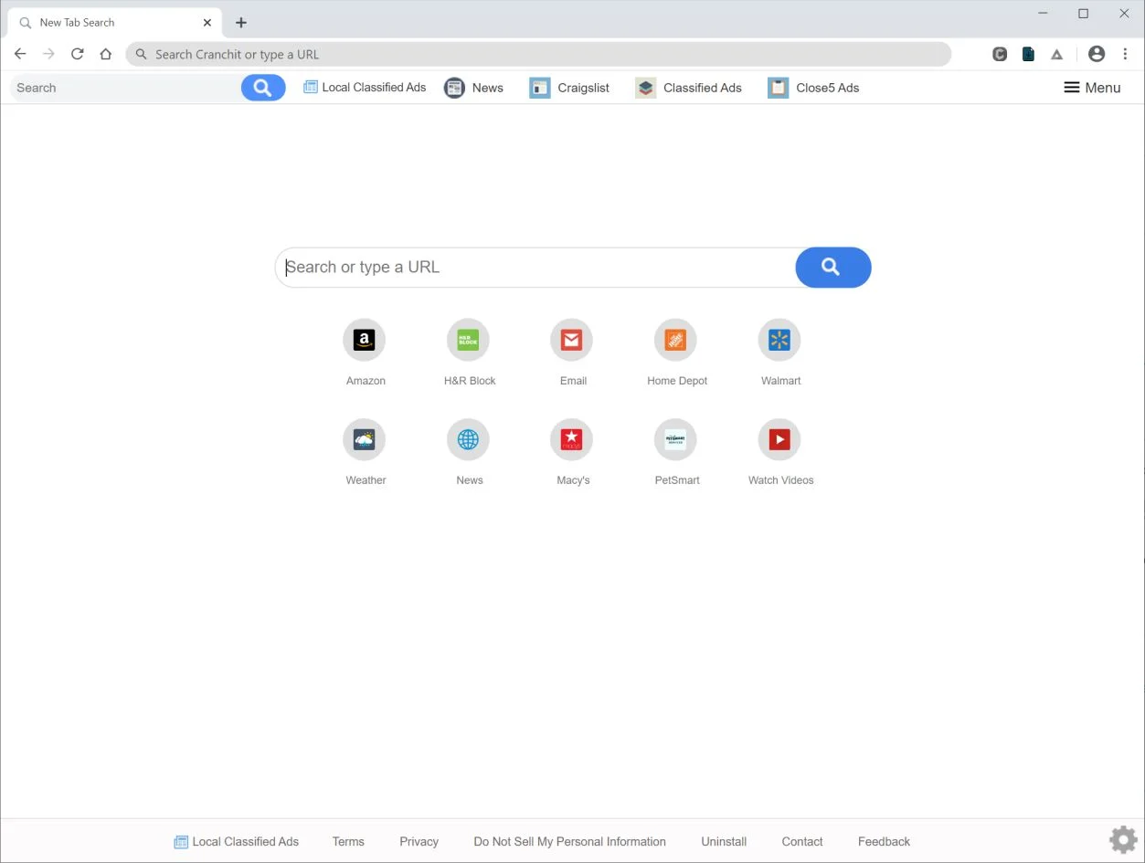 Remove Search.localclassifiedsadstab.com redirect (Virus Removal Guide) 1 Image: Chrome browser is redirected to search.localclassifiedsadstab.com